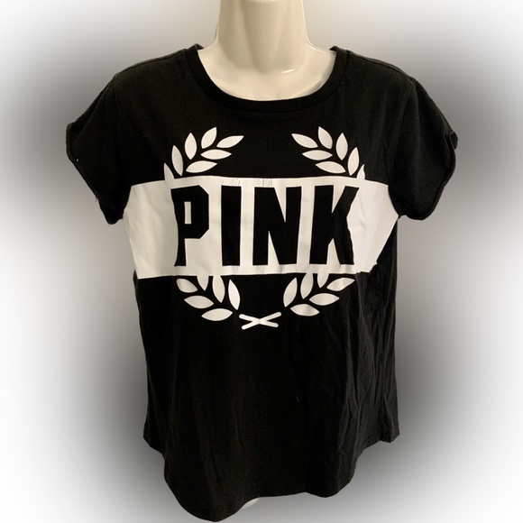 PINK Victoria's Secret Tops - Victoria’s Secret VS Top PINK Logo Black White Tee T-shirt Women’s S Small 4 6